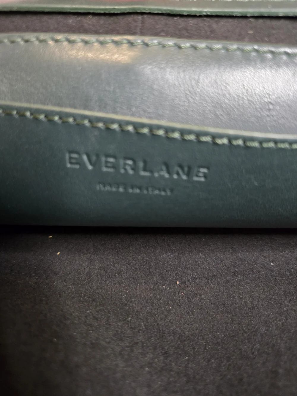 Everlane Dark Green Leather Shoulder Tote